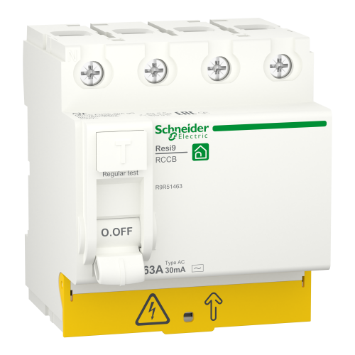 Дифференциальный выключатель нагрузки (УЗО) Schneider-Electric R9R51463 RESI9 63A 30мA 4P тип АС