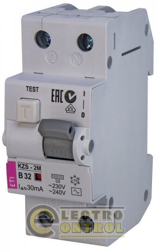 Дифференциальный автоматический выключатель KZS-2M B 32/0,03 тип AC (10kA) 2173107