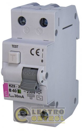 Дифференциальный автоматический выключатель KZS-2M B 40/0,03 тип AC (10kA) 2173108