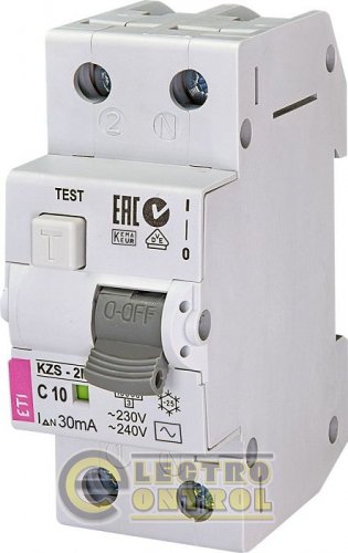 Дифференциальный автоматический выключатель KZS-2M C 10/0,03 тип AC (10kA) 2173122