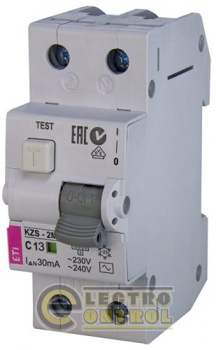 Дифференциальный автоматический выключатель KZS-2M C 13/0,03 тип AC (10kA) 2173123