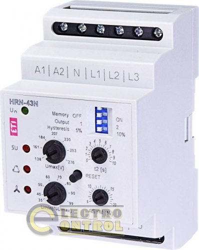 Реле контроля напряжения HRN-43N 230V (3F, 2x16A_AC1) с нейтралью 2471404