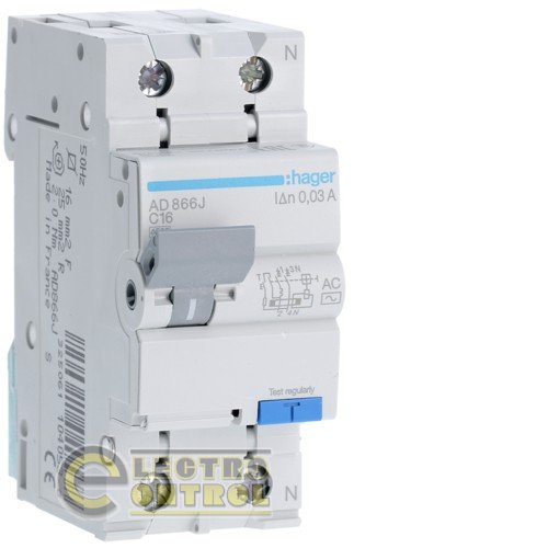 Дифференциальный автоматический выключатель 1P + N 4.5kA C-10A 30mA AC