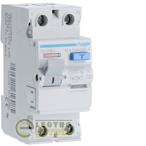 Пристрій захисного відключення 2x16 A, 10 mA, A, 2м