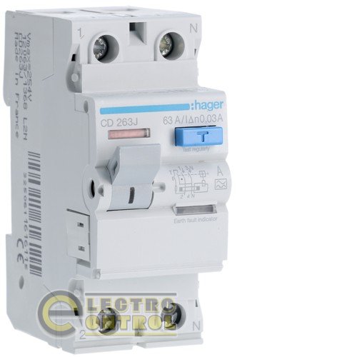 Устройство защитного отключения 2x63 A, 30 mA, A, 2м