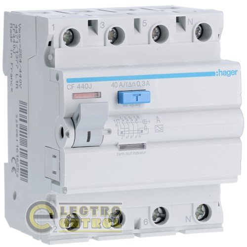 CF440J Hager ПЗВ (Дифреле) 40А 4P 300mA Тип А