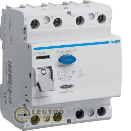 CF484D Hager ПЗВ (Дифреле) 100А 4P 300mA Тип А