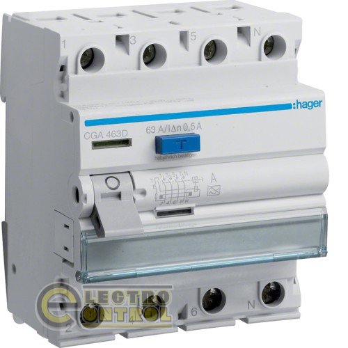 CGA463D Hager УЗО (Дифреле) 63А 4P 500mA Тип А