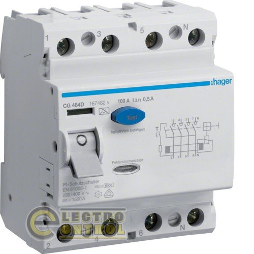 CG484D Hager ПЗВ (Дифреле) 100А 4P 500mA Тип А