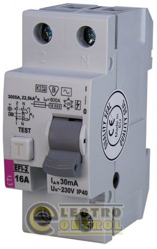 Пристрій захисного відключення (ПЗВ) EFI-2 16/0,03 тип AC (10kA) 2062121