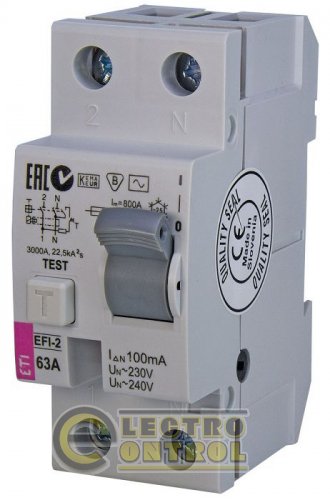 Пристрій захисного відключення (ПЗВ) EFI-2 63/0,1 тип AC (10kA) 2063124
