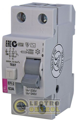 Устройство защитного отключения  (УЗО) EFI-2 63/0,3 тип AC (10kA) 2064124