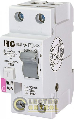 Пристрій захисного відключення (ПЗВ) EFI-2 80/0,3 тип AC (10kA) 2064125