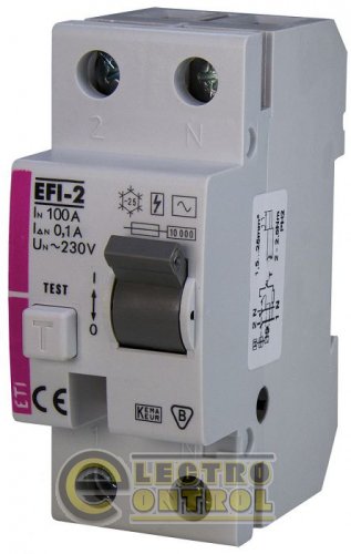 Устройство защитного отключения  (УЗО) EFI-2 100/0,1 тип AC (10kA) 2062533