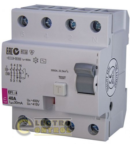 Устройство защитного отключения  (УЗО) EFI-4 40/0,03 тип AC (10kA) 2062143