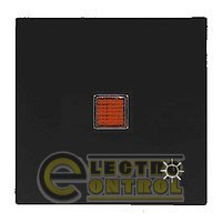 Клавиша с красной линзой для 1-клавишных выключателей со знаком "свет" FIORENA антрацит матовый