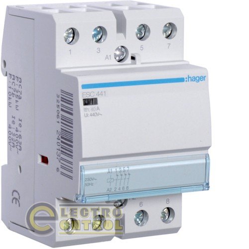 Контактор модульний, 4н.з., AC1/AC7a 40A, Uупр.=230В 50Гц, ширина 3М
