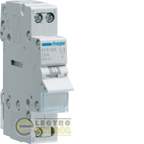Переключатель I-0-II, 1P, Ie=25A, общая точка снизу, ширина 1M