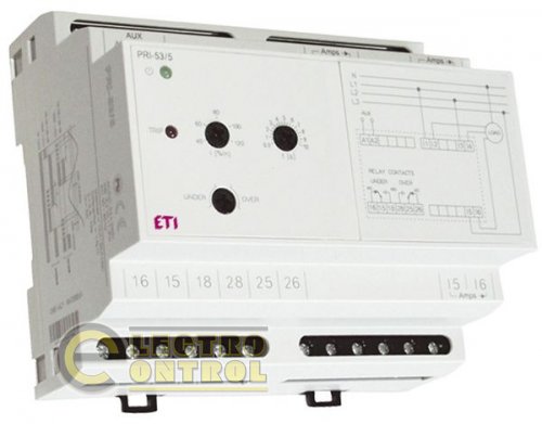 Реле контроля потребляемого тока PRI-53/5 (5A - использ.с ТТ, до 600А) (2x8A_AC1) 2471900