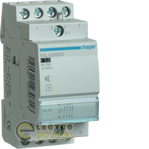 Контактор бесшумный 25A, 4НЗ, 12В, 2м