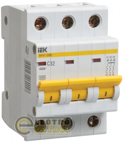 Автоматичний вимикач UEK (IEK) ВА47-29М  3p 10А B 4,5 кА AC
