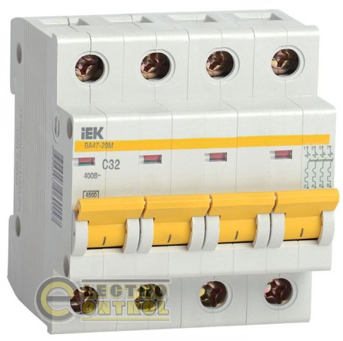 Автоматичний вимикач UEK (IEK) ВА47-29М  4p 6А B 4,5 кА AC Автоматичний вимикач UEK (IEK) ВА47-29М  4p 6А B 4,5 кА AC