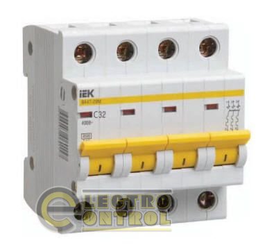 Автоматичний вимикач UEK (IEK) ВА47-29М  4p 50А D 4,5 кА AC