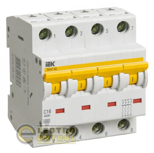 Автоматичний вимикач UEK (IEK) ВА47-60  4p 32А C 6 кА AC