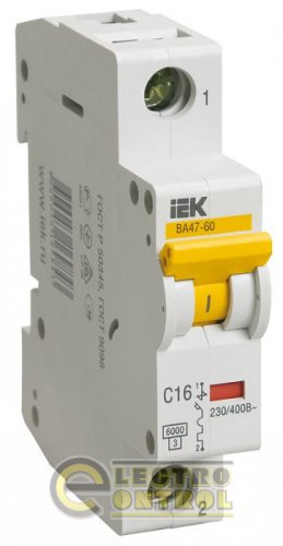 Автоматический выключатель UEK (IEK) ВА47-60  1p 50А D 6 кА AC