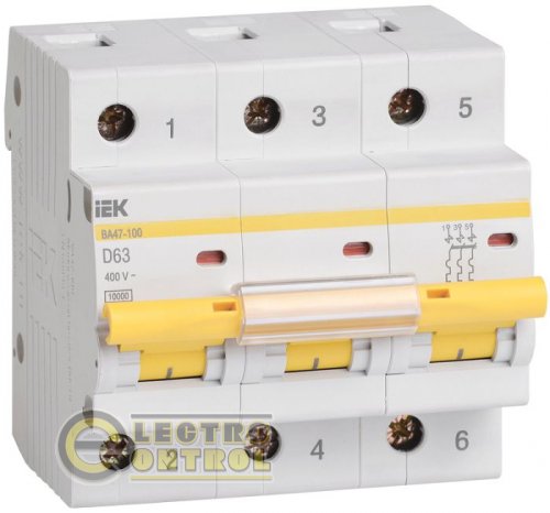 Автоматичний вимикач UEK (IEK) ВА47-100  3p 35А D 10 кА AC