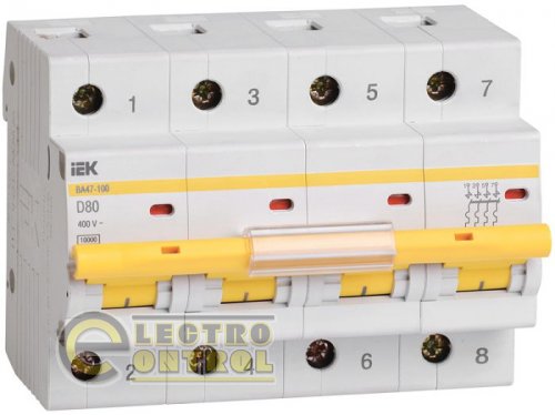 Автоматический выключатель UEK (IEK) ВА47-100  4p 63А D 10 кА AC