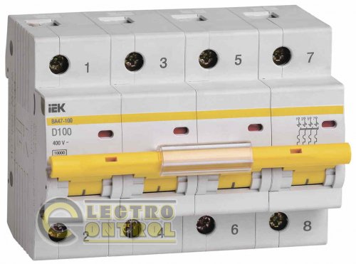 Автоматический выключатель UEK (IEK) ВА47-100  4p 100А D 10 кА AC