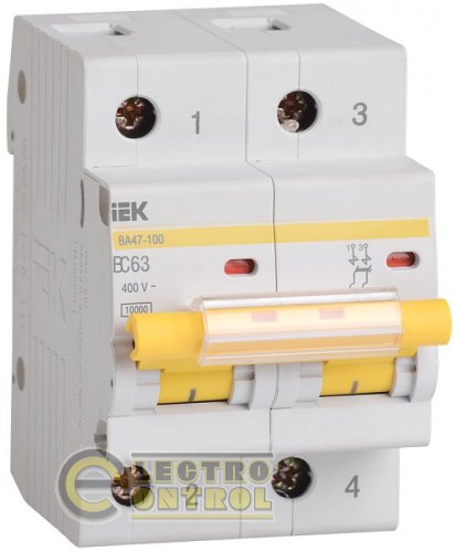 Автоматический выключатель UEK (IEK) ВА47-100  2p 50А C 10 кА AC Автоматический выключатель UEK (IEK) ВА47-100  2p 50А C 10 кА AC