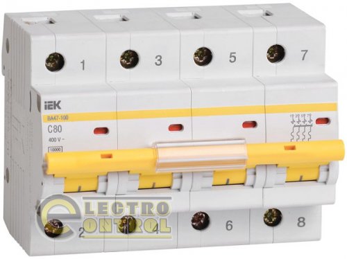 Автоматический выключатель UEK (IEK) ВА47-100  4p 50А C 10 кА AC