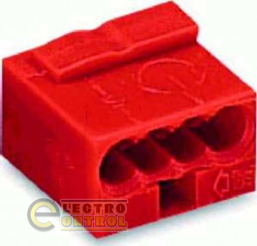 Клема wago 243-804 (мікро) для розподільних коробок, на 4 провідника, червона