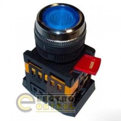 Кнопка ABLFS-22 синий d22мм неон/240В 1з+1р