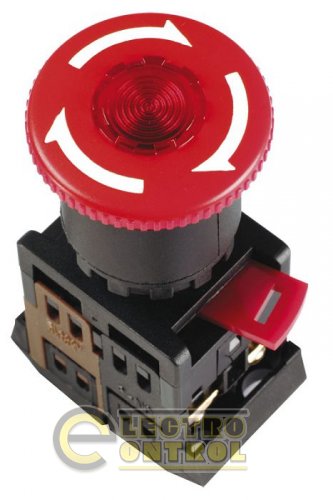 Кнопка ANE-22 "Грибок"с фиксацией красный d22мм неон/240В 1з+1р Кнопка ANE-22 "Грибок"с фиксацией красный d22мм неон/240В 1з+1р