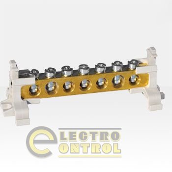 Однополюсный клеммный блок (7х12 / 100А), сечение провода 25-35мм, без крышки,2 / 8 = 10 отверстий