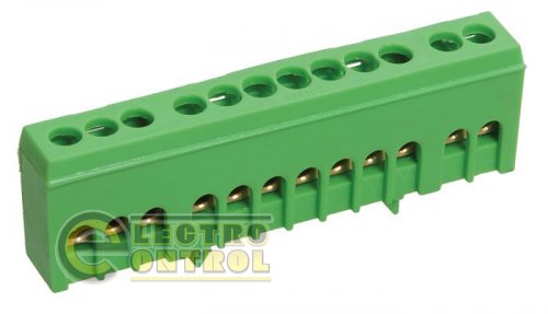 Шина PE "земля" в корпусе изолированная на DIN-рейку ШНИ-6х9-14-К-З