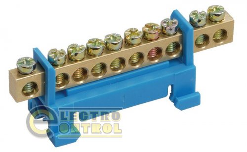 Шина PE "земля" на DIN-изоляторе тип "Стойка" ШНИ-6х9-12-С-Ж