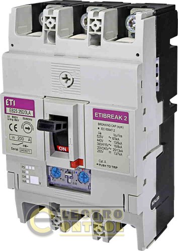 Автоматический выключатель EB2S 250/3LA 200А 3P (16kA регулируемый) 4671887