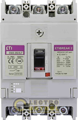 Автоматический выключатель EB2S 250/3LF 250А 3P (16kA фиксированные настройки) 4671813