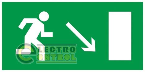 Самоклеюча етикетка 100х50 мм "Напрямок до евакуаційного виходу праворуч униз"