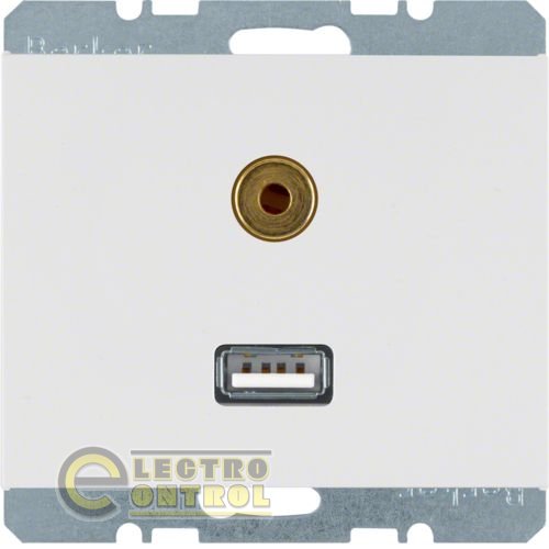 Розетка USB/3.5мм аудіо, полярна білизна, K.1 Розетка USB/3.5мм аудіо, полярна білизна, K.1