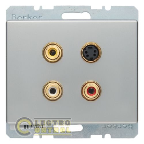 Мультимедийная розетка: тюльпан/S-видео стальной лак, ARSYS Мультимедийная розетка: тюльпан/S-видео стальной лак, ARSYS