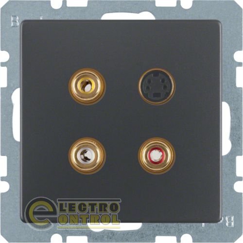 Мультимедийная розетка: тюльпан/S-видео антрацит, Q.х