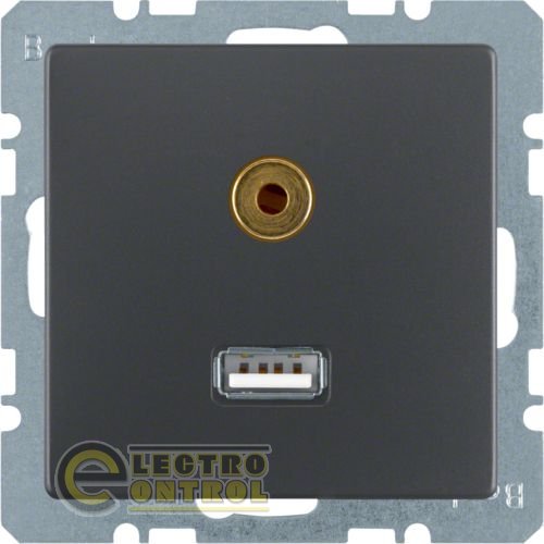 Розетка USB/3.5мм аудіо, антрацит, Q.х