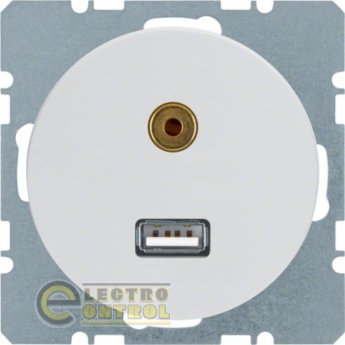 Розетка USB/3.5мм аудіо, полярна білизна , R.x Розетка USB/3.5мм аудіо, полярна білизна , R.x