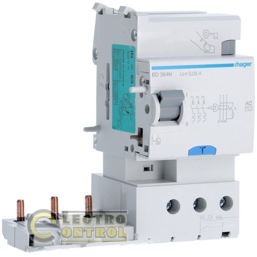 BD364N Hager УЗО (Дифреле) 63А 3P 30mA Тип АС