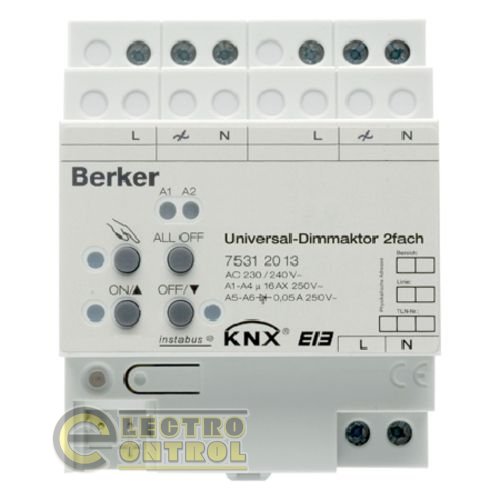 Исполнительное устройство универсального димера 300Вт, 2-канальный, REG, KNX